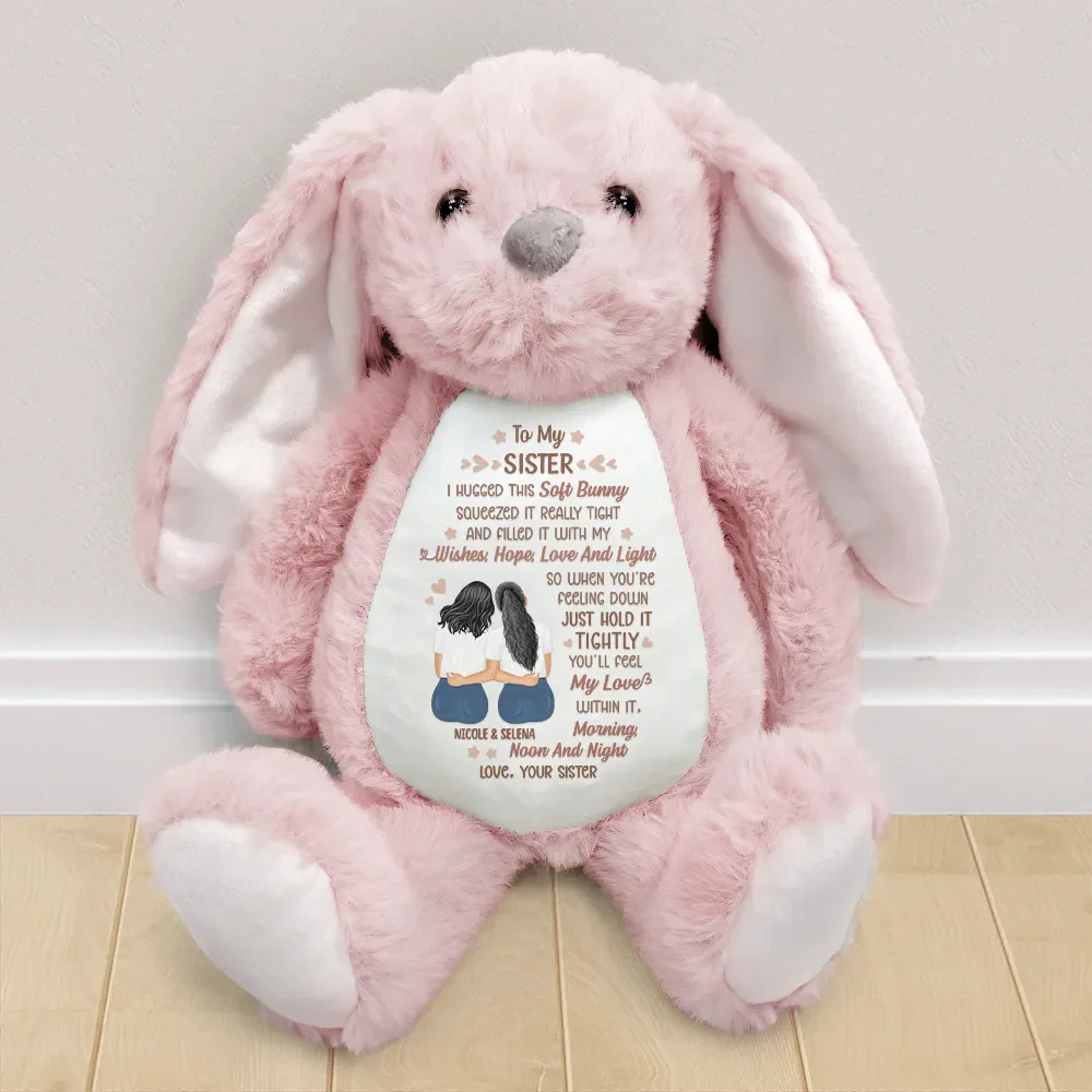 I Filled It With My Wishes Bestie Sister - Personalized Soft Toy Bunny - Image 2