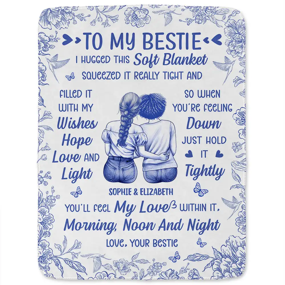 I Filled It With My Wishes Bestie Sister Toile - Personalized Fleece Blanket, Sherpa Blanket - Image 2