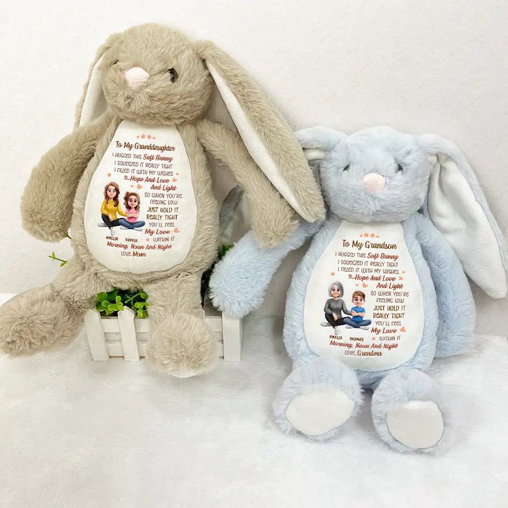 I Filled It With My Wishes Grandmother Granddaughter 3D Effect - Personalized Soft Toy Bunny - Image 3