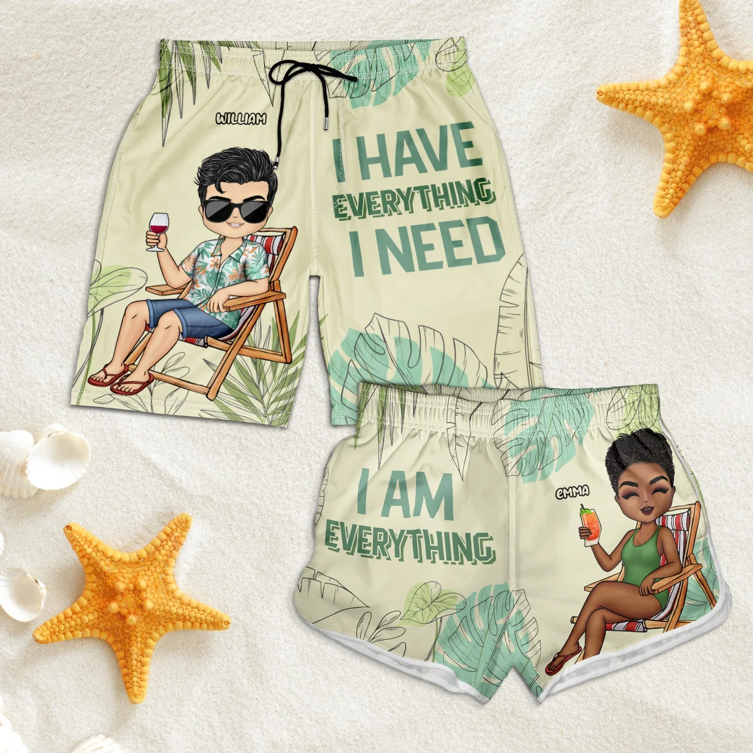 I Have Everything I Need - Gift For Couples, Husband, Wife, Boyfriend, Girlfriend - Personalized Couple Beach Shorts - Image 5