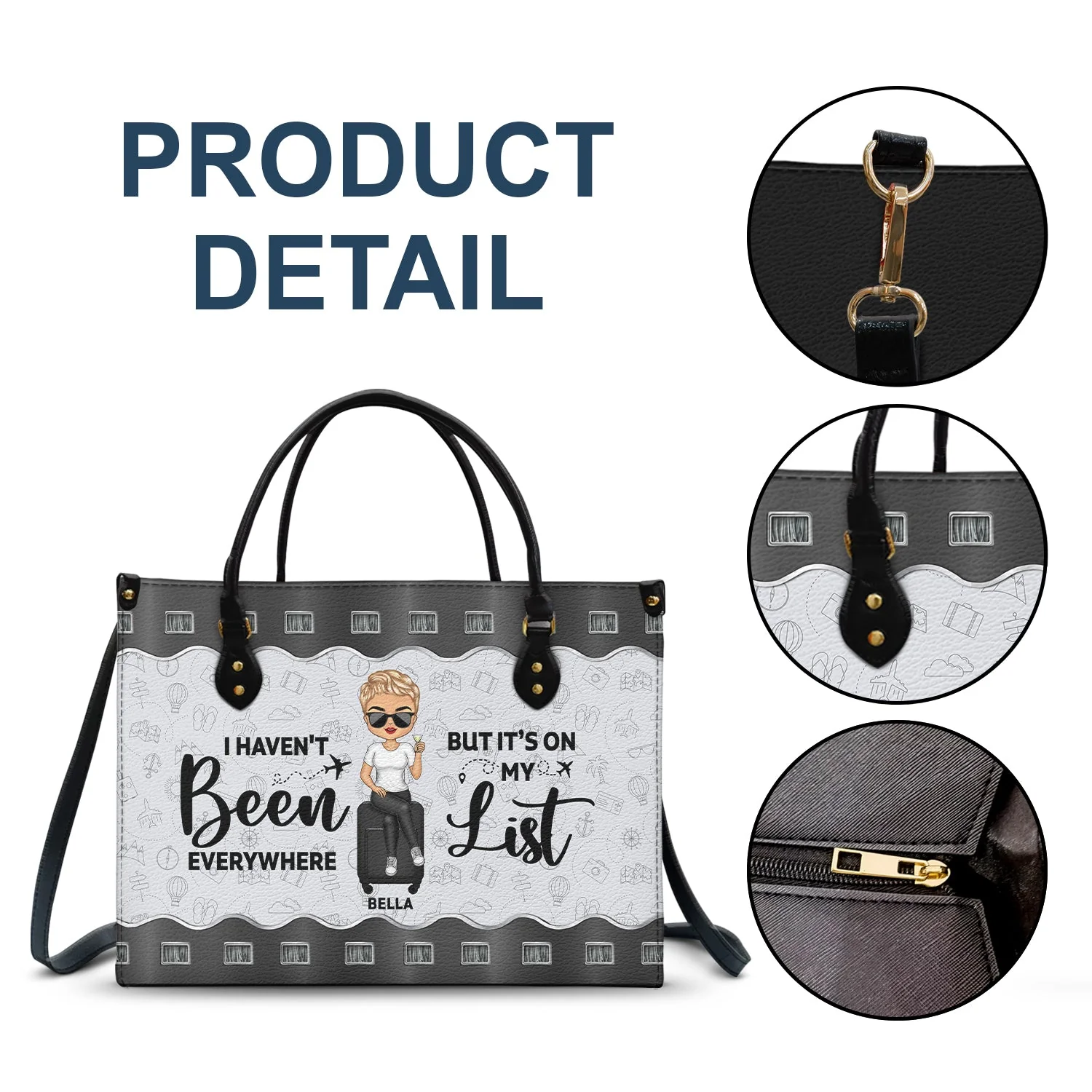 I Haven't Been Every Where But It's On My List - Birthday, Traveling Gift For Yourself, Travelers - Personalized Leather Bag - Image 7