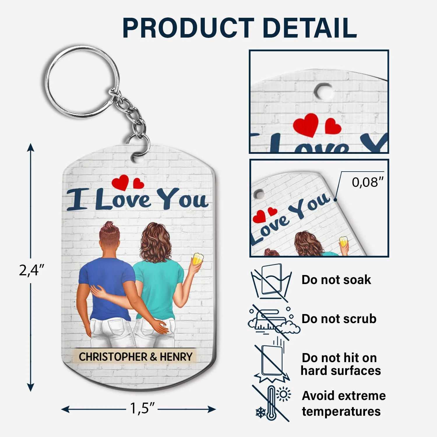 I Hope Your Day Backside - Anniversary, Vacation, Funny Gift For Couples, Family - Personalized Aluminum Keychain - Image 5
