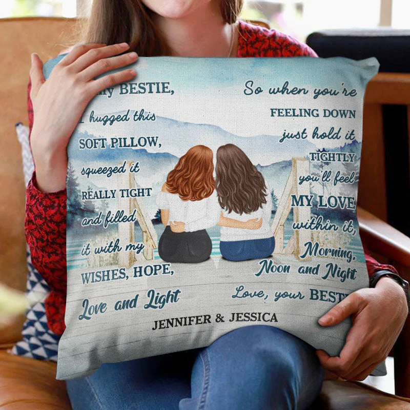 I Hugged This Soft Pillow Lake - Gift For Bestie - Personalized Custom Pillow - Image 2