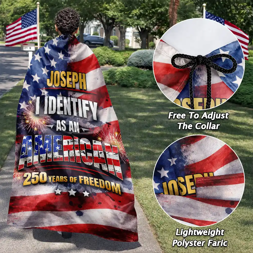 I Identify As An American 250 Years Of Freedom - Personalized Costume Cape - Image 4