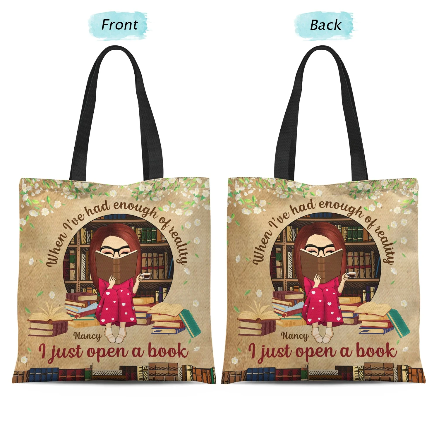 I Just Open A Book - Gift For Book Lover - Personalized Custom Zippered Canvas Bag - Image 2
