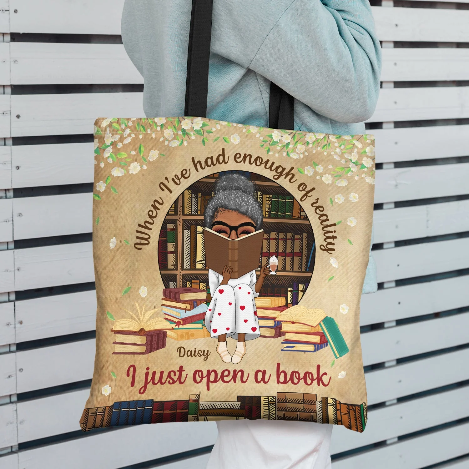 I Just Open A Book - Gift For Book Lover - Personalized Custom Zippered Canvas Bag - Image 3