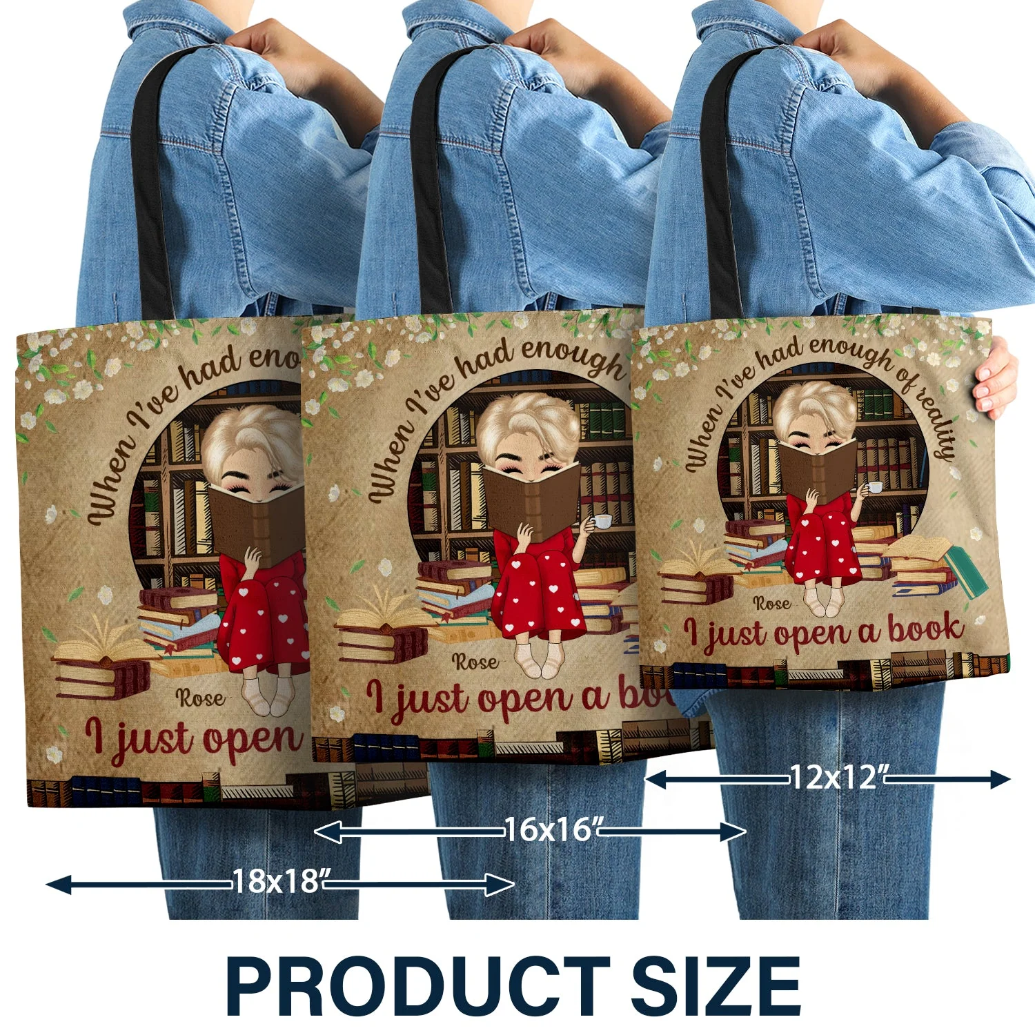 I Just Open A Book - Gift For Book Lover - Personalized Custom Zippered Canvas Bag - Image 4