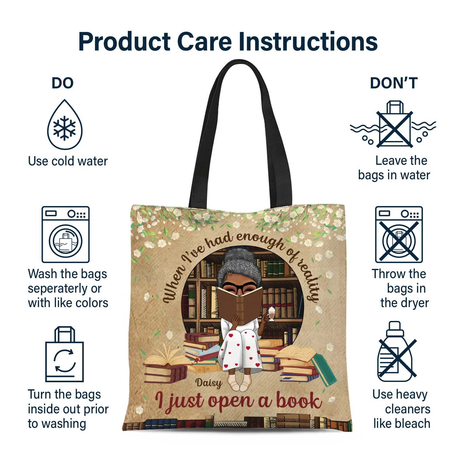 I Just Open A Book - Gift For Book Lover - Personalized Custom Zippered Canvas Bag - Image 7