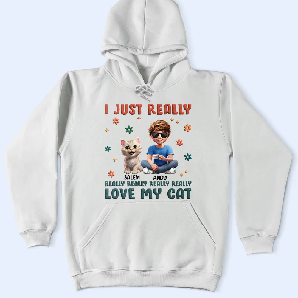 I Just Really Love My Cat - Personalized T Shirt - Image 4