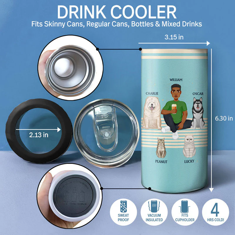 I Just Want To Drink Beer And Hang With My Dogs - Personalized 4 In 1 Can Cooler Tumbler - Image 4