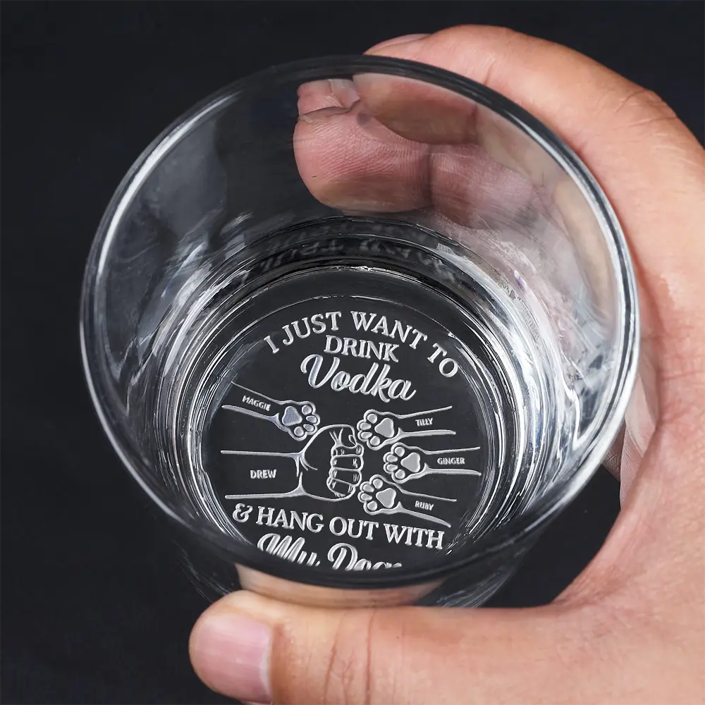 I Just Want To Drink Bourbon And Hang Out With My Dog - Personalized Engraved Whiskey Glass - Image 4