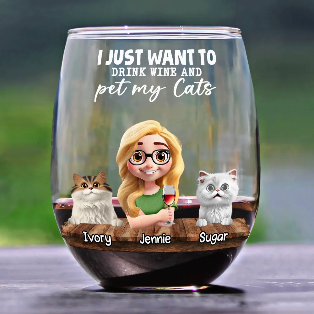 I Just Want To Drink Wine - Personalized Stemless Wine Glass - Image 2