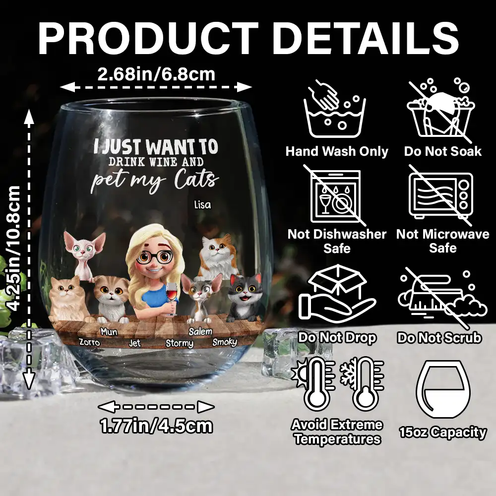 I Just Want To Drink Wine - Personalized Stemless Wine Glass - Image 5