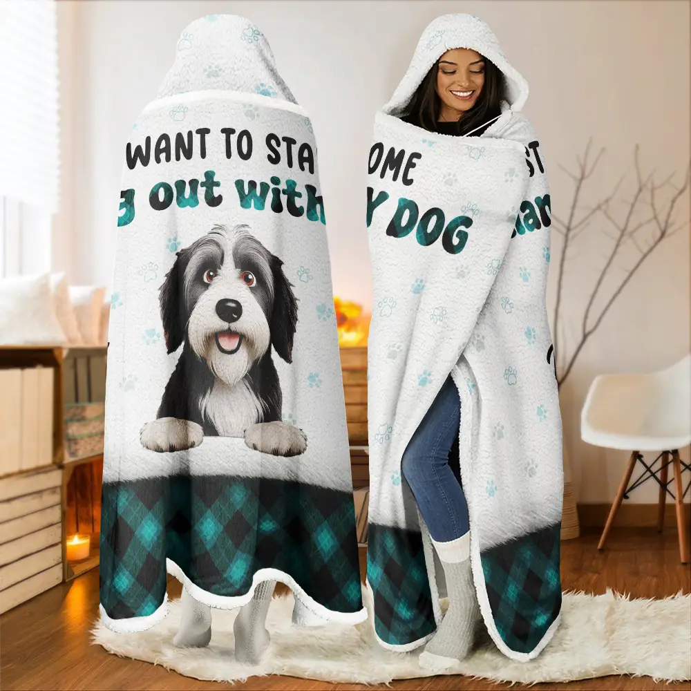 I Just Want To Hang Out With My Dogs - Personalized Wearable Hooded Blanket - Image 2
