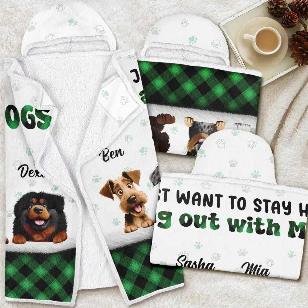 I Just Want To Hang Out With My Dogs - Personalized Wearable Hooded Blanket - Image 4