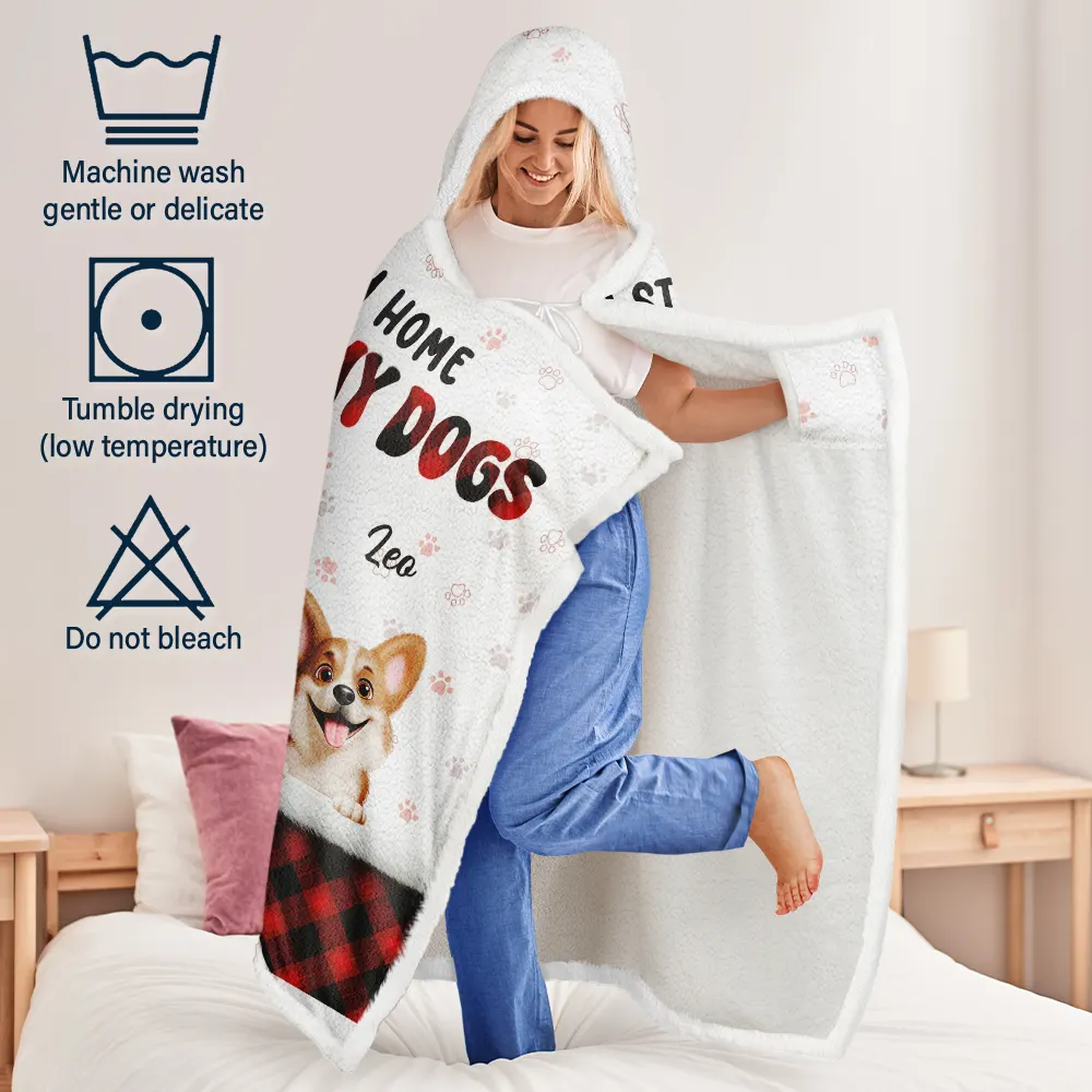 I Just Want To Hang Out With My Dogs - Personalized Wearable Hooded Blanket - Image 5