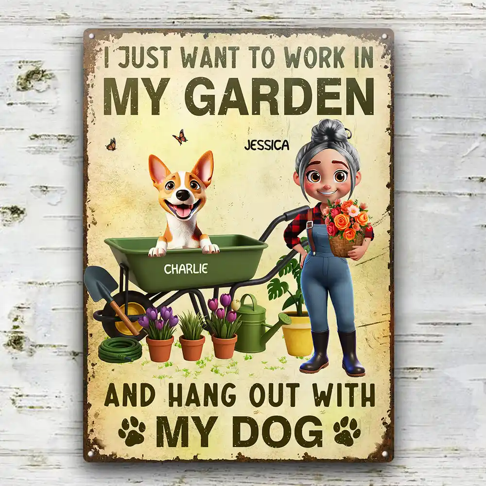 I Just Want To Work In My Garden - Personalized Classic Metal Signs - Image 2