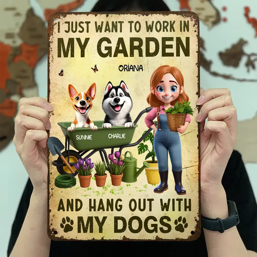 I Just Want To Work In My Garden - Personalized Classic Metal Signs - Image 3