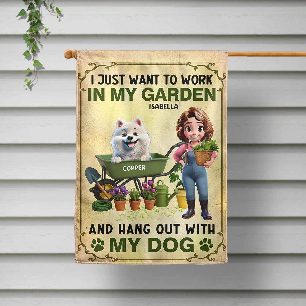 I Just Want To Work In My Garden - Personalized Flag - Image 2