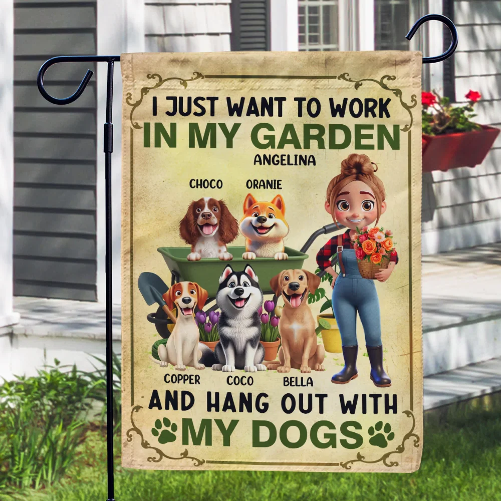 I Just Want To Work In My Garden - Personalized Flag - Image 3