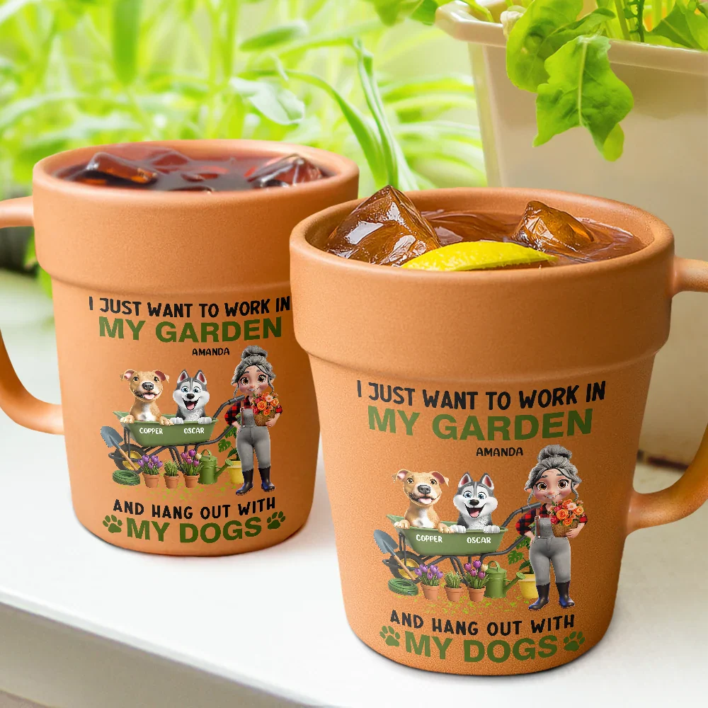 I Just Want To Work In My Garden - Personalized Plant Pot Ceramic Mug - Image 2