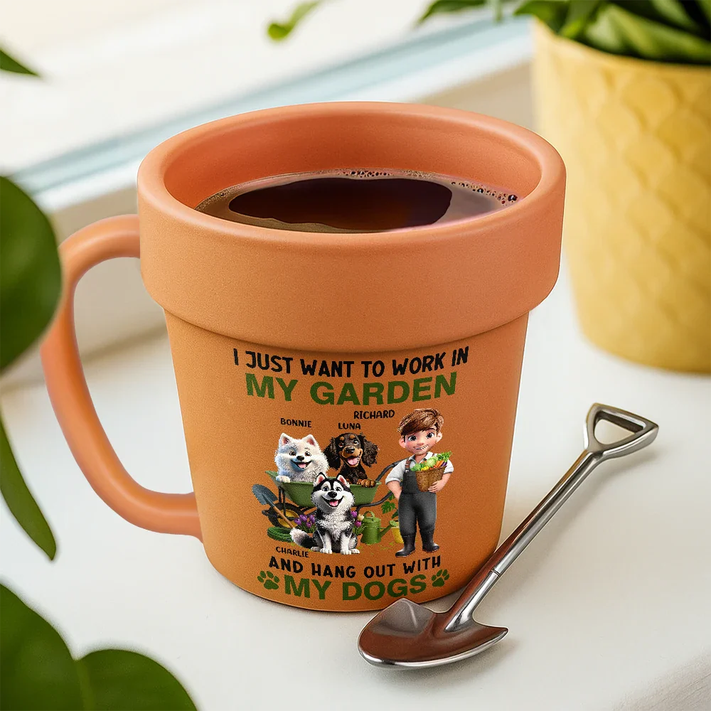 I Just Want To Work In My Garden - Personalized Plant Pot Ceramic Mug - Image 3