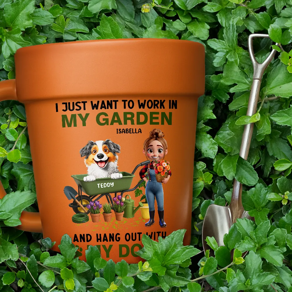 I Just Want To Work In My Garden - Personalized Plant Pot Ceramic Mug - Image 4