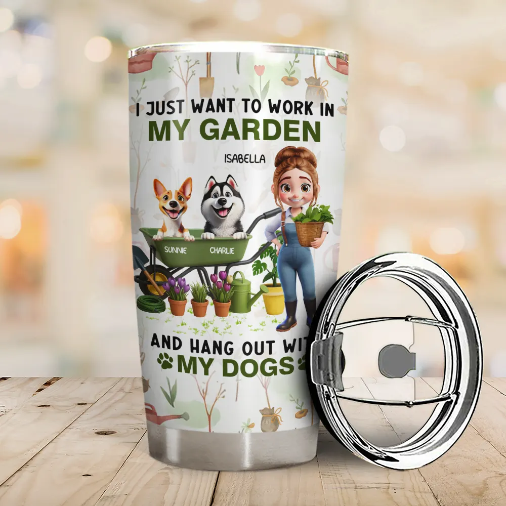 I Just Want To Work In My Garden - Personalized Tumbler - Image 2