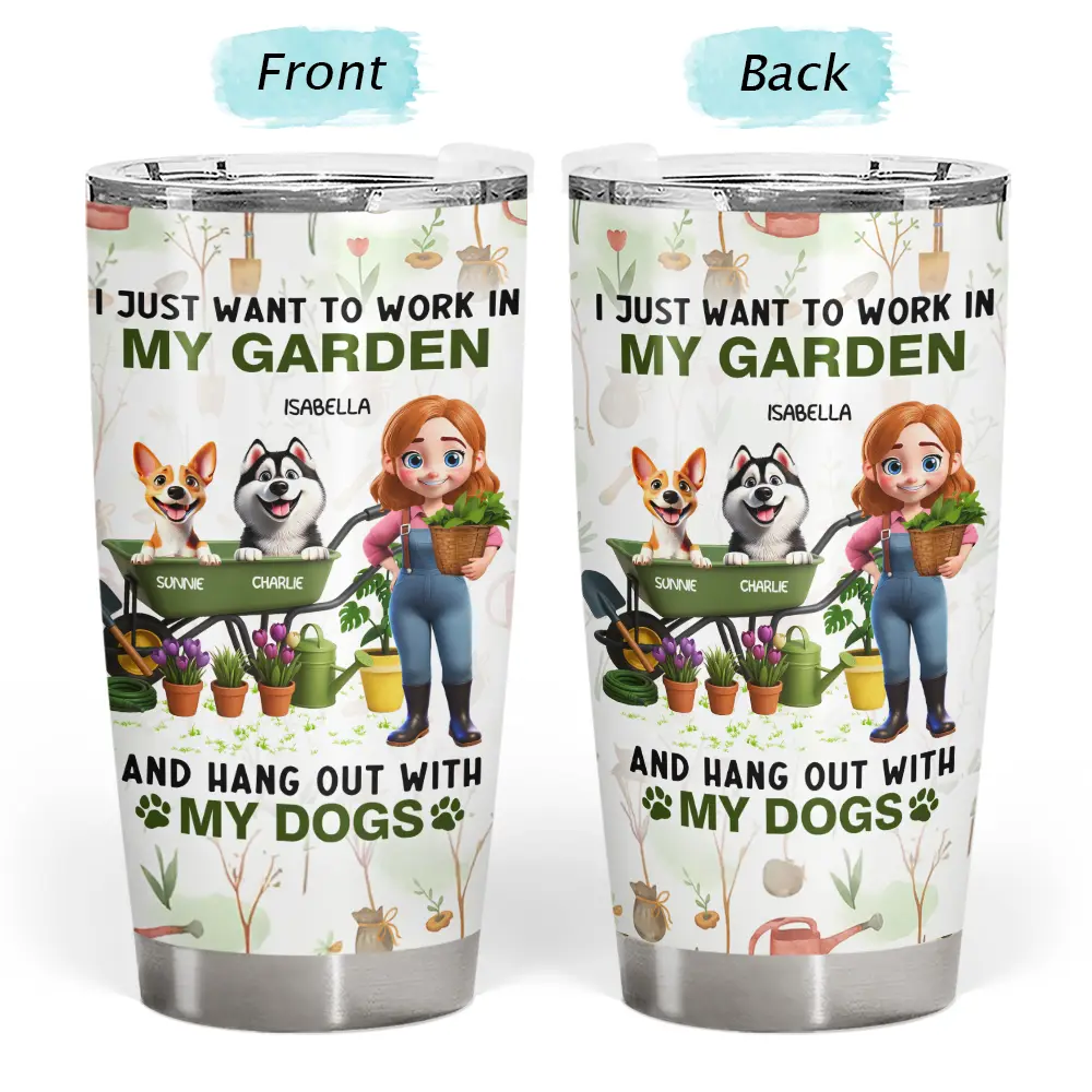 I Just Want To Work In My Garden - Personalized Tumbler - Image 4