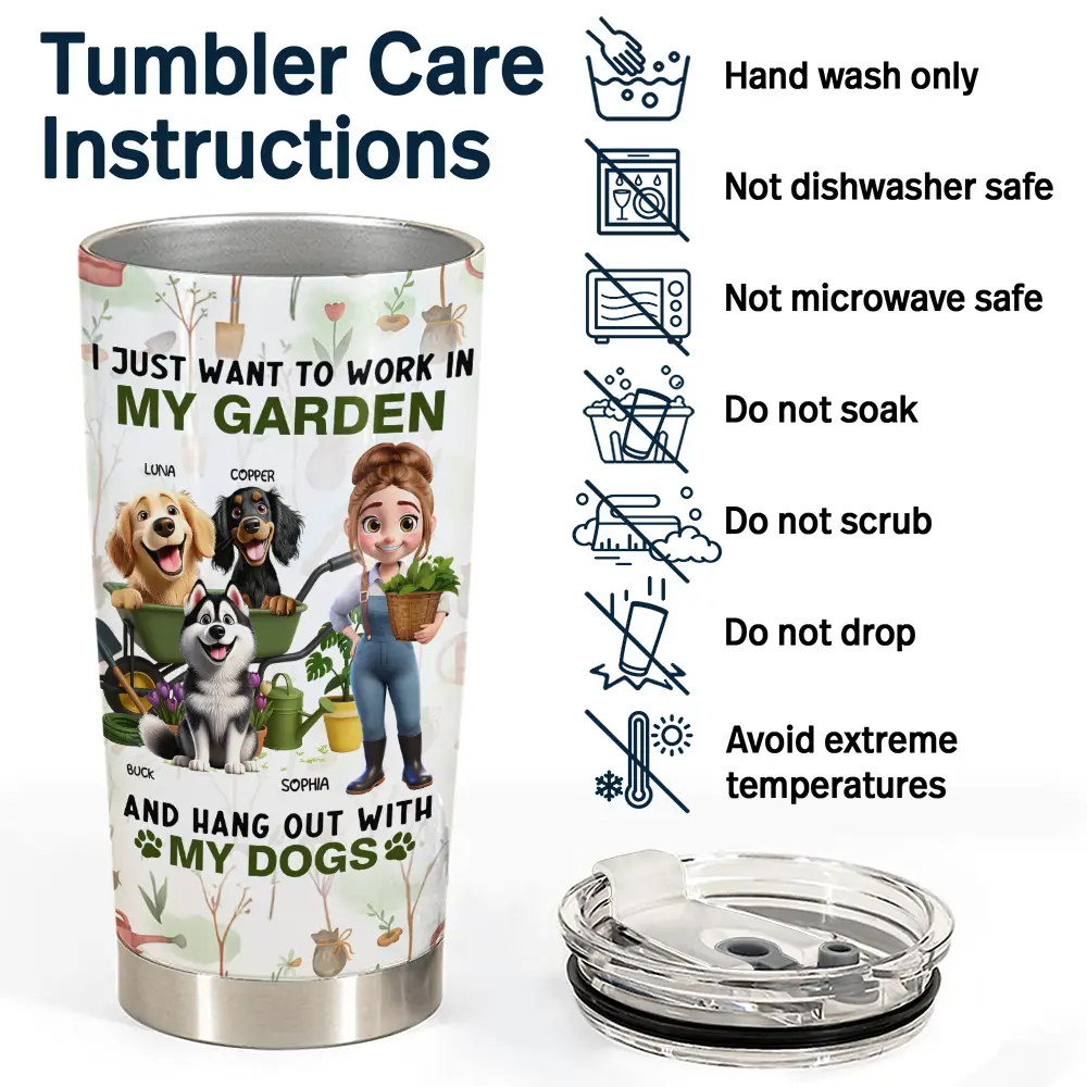 I Just Want To Work In My Garden - Personalized Tumbler - Image 5