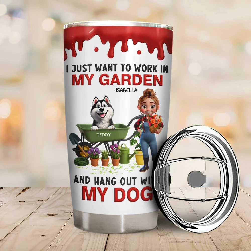 I Just Want To Work In My Garden - Personalized Tumbler - Image 2