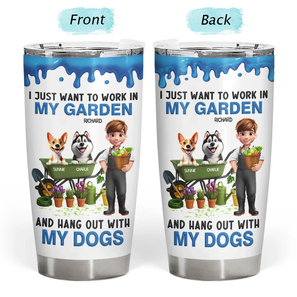 I Just Want To Work In My Garden - Personalized Tumbler - Image 3