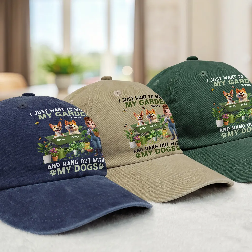 I Just Want To Work In My Garden - Personalized Vintage Washed Denim Cap - Image 3