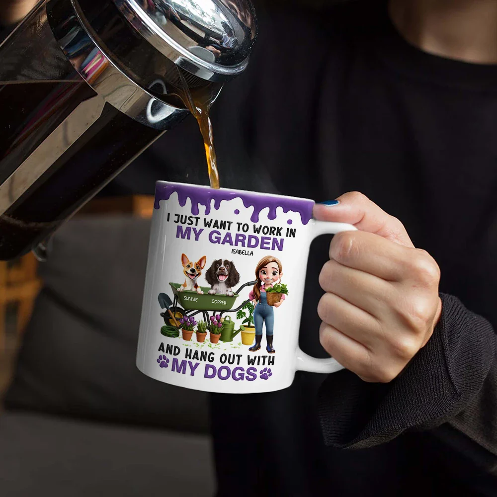I Just Want To Work In My Garden - Personalized White Edge-to-Edge Mug - Image 4