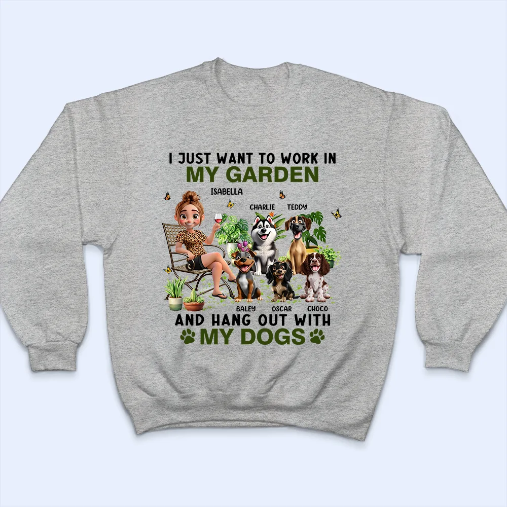 I Just Want To Work In My Garden With My Dogs - Personalized T Shirt - Image 5