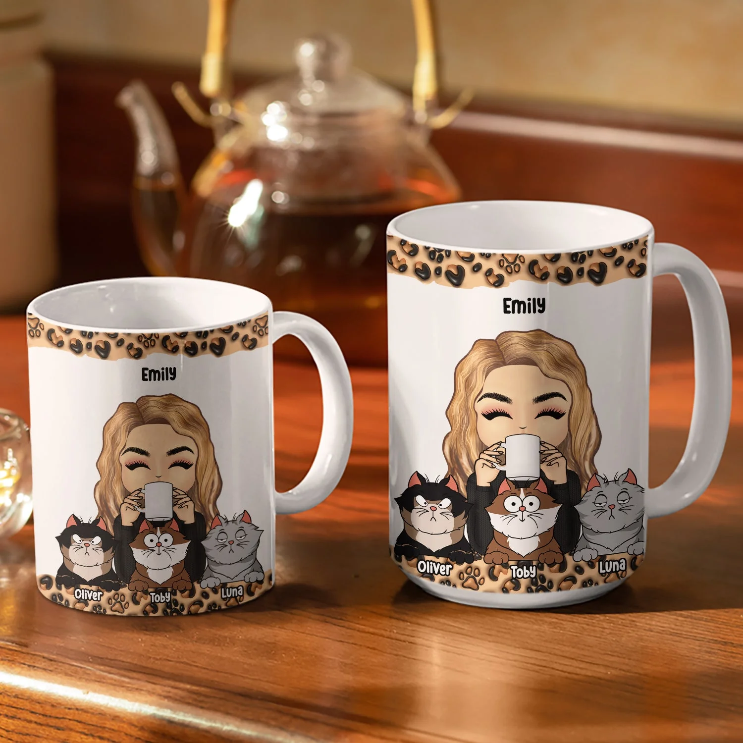 I Like Cats - Gift For Cat Mom - 3D Inflated Effect Printed Mug, Personalized White Edge-to-Edge Mug - Image 3