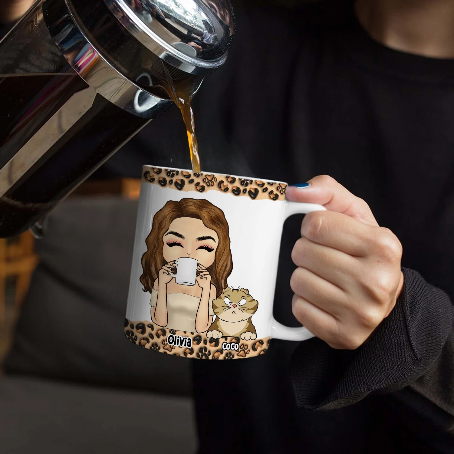 I Like Cats - Gift For Cat Mom - 3D Inflated Effect Printed Mug, Personalized White Edge-to-Edge Mug - Image 4