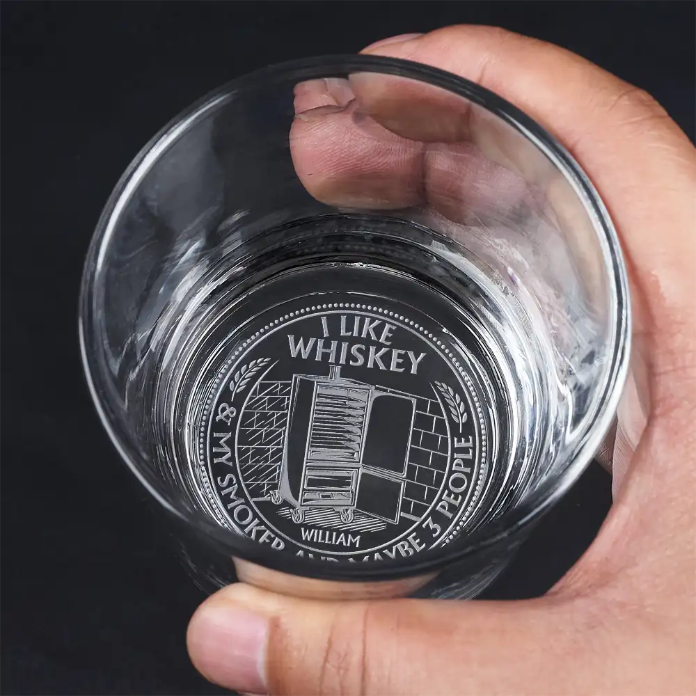 I Like My Smoker And Maybe 3 People Retro - Personalized Engraved Whiskey Glass - Image 4