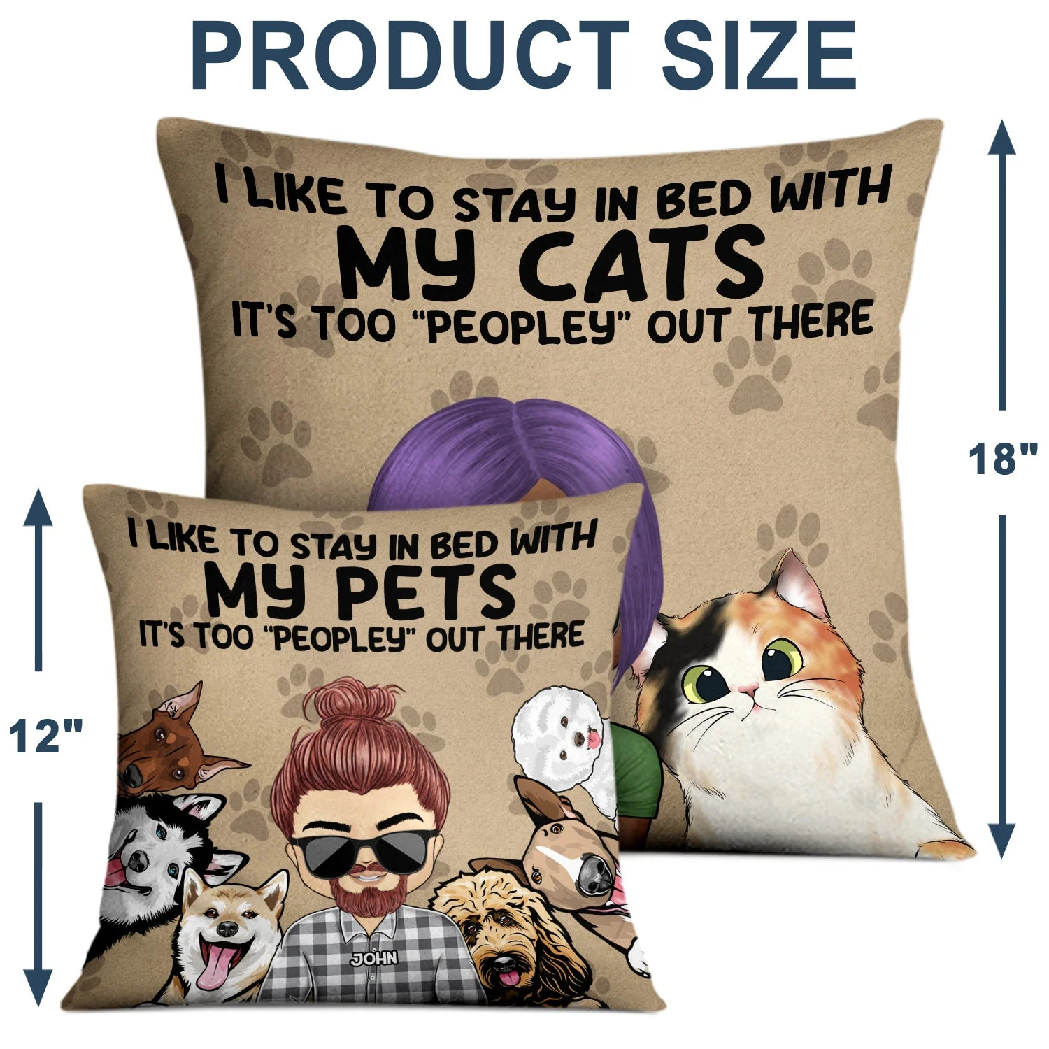 I Like To Stay In Bed With My Dogs Cats - Home Decor, Birthday, Housewarming Gift For Dog Lovers & Cat Lovers - Personalized Custom Pillow - Image 4