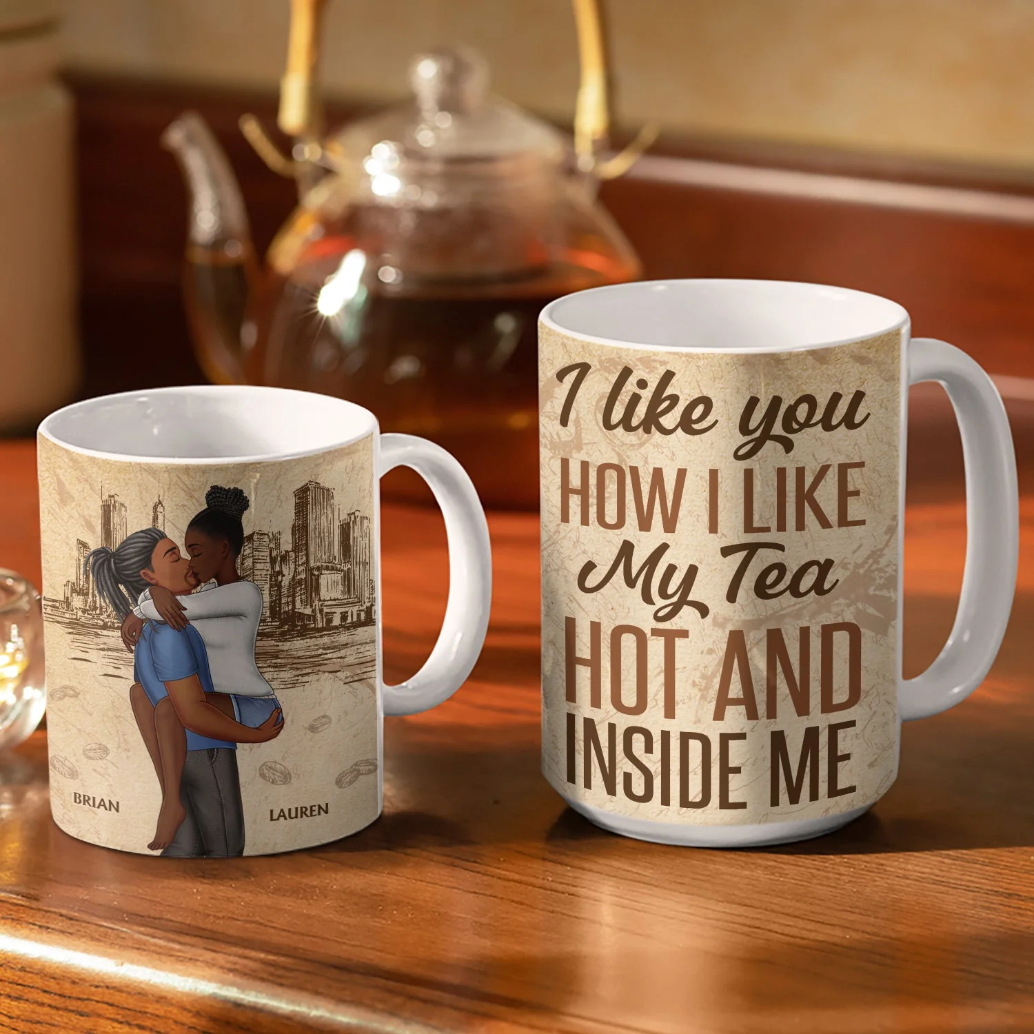 I Like You How I Like My Coffee - Birthday, Loving, Anniversary Gift For Spouse, Husband, Wife, Couple, Boyfriend, Girlfriend - Personalized White Edge-to-Edge Mug - Image 3