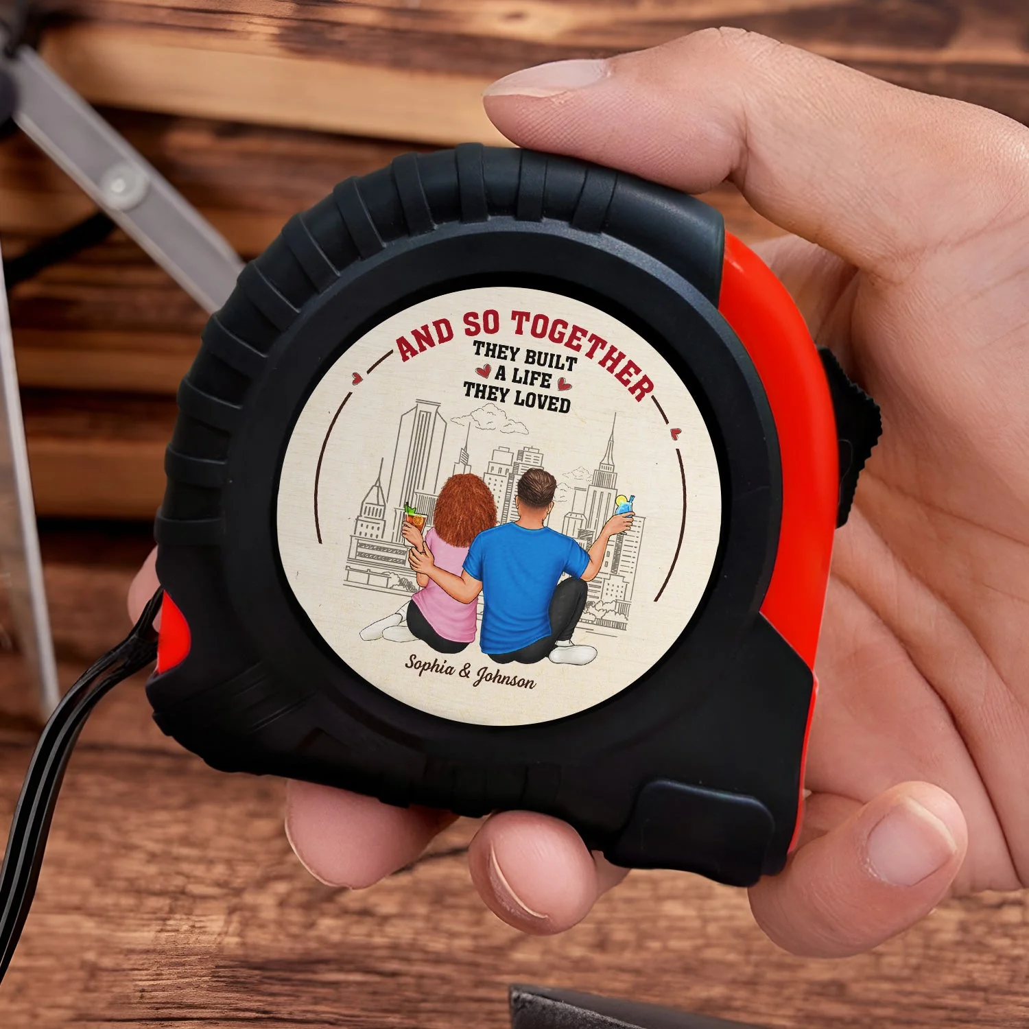 I Love Building A Life With You - Gift For Couples, Spouse, Husband, Boyfriend - Personalized Tape Measure - Image 3