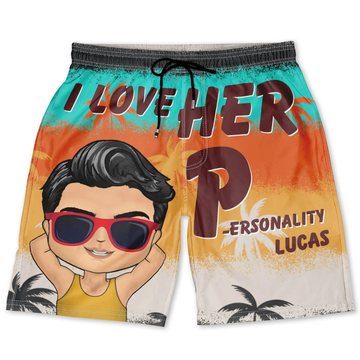 I Love His Dedication Her Personality Summer Beach Vibes - Gift For Spouse, Lover, Husband, Wife, Boyfriend, Girlfriend - Personalized Custom Couple Beach Shorts - Image 3