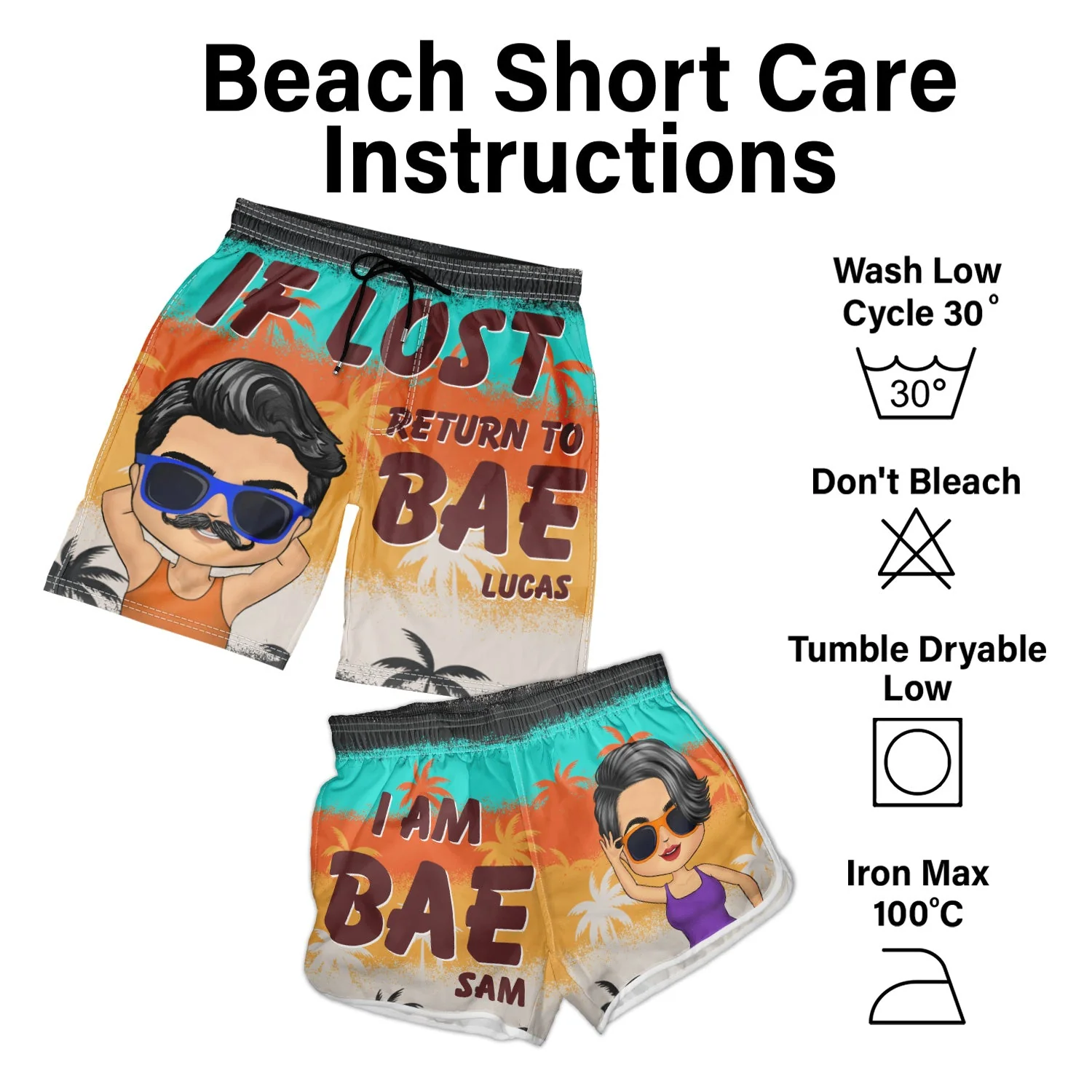 I Love His Dedication Her Personality Summer Beach Vibes - Gift For Spouse, Lover, Husband, Wife, Boyfriend, Girlfriend - Personalized Custom Couple Beach Shorts - Image 7