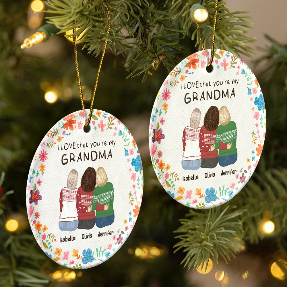 I Love That You Are My Friend Bestie Sister - Personalized Circle Ceramic Ornament - Image 2