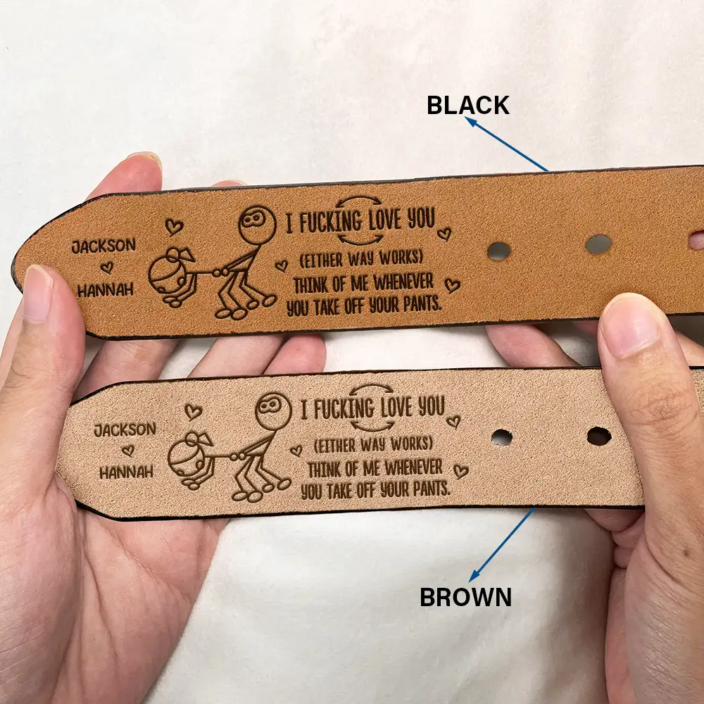I Love You Either Way - Personalized Engraved Leather Belt - Image 2