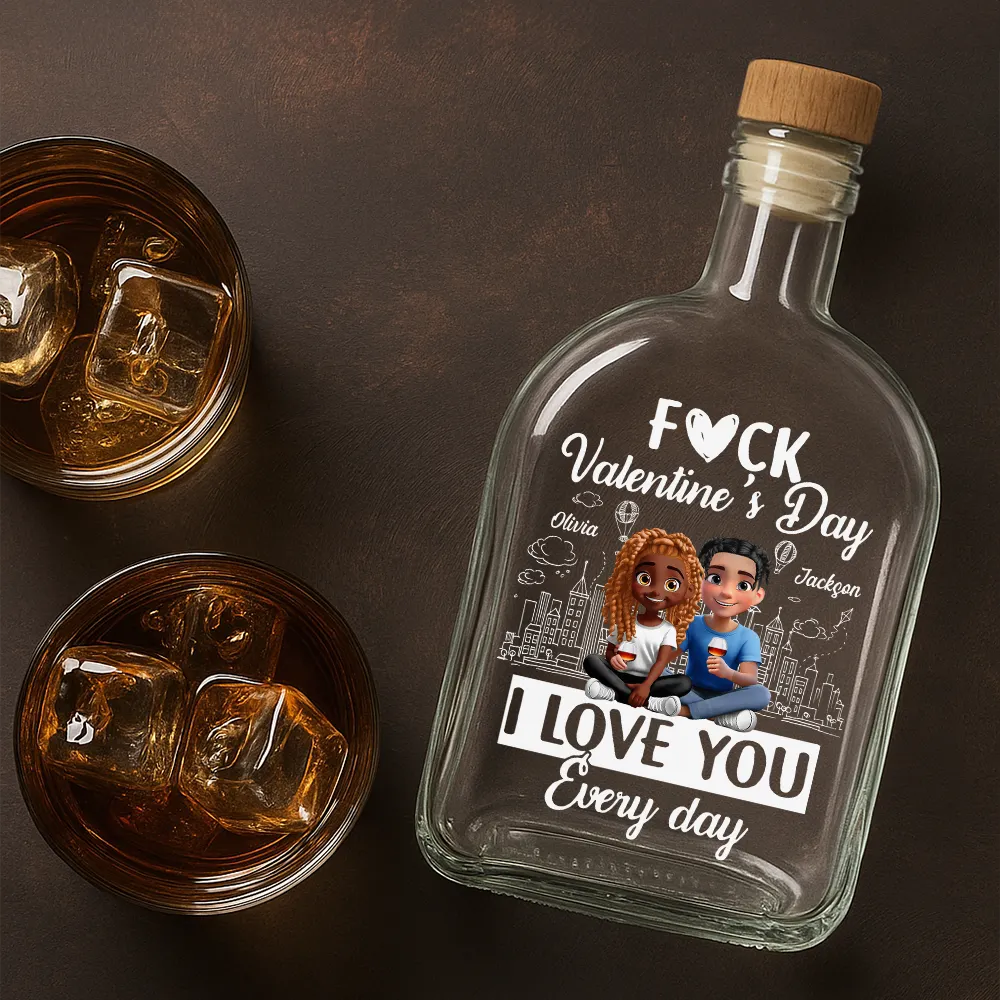 I Love You Everyday 3D Effect Couple - Personalised Whisky Bottle - Image 4
