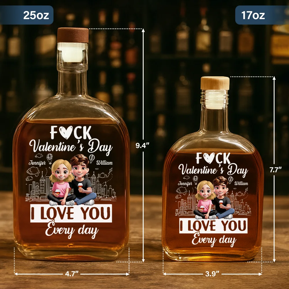 I Love You Everyday 3D Effect Couple - Personalized Whiskey Bottle - Image 5