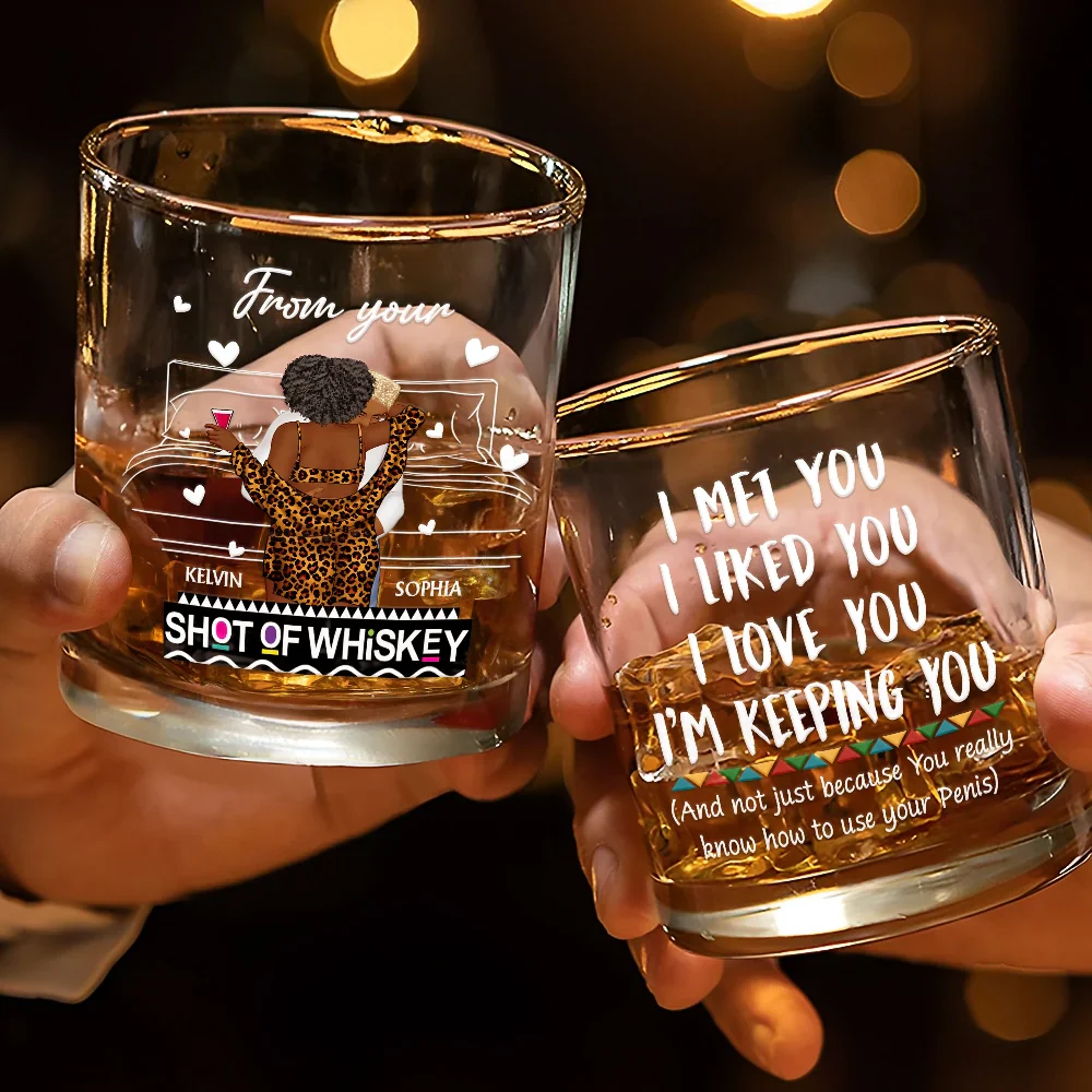 I Love You For Who You Are Afro Couples - Personalized Whiskey Glass - Image 3