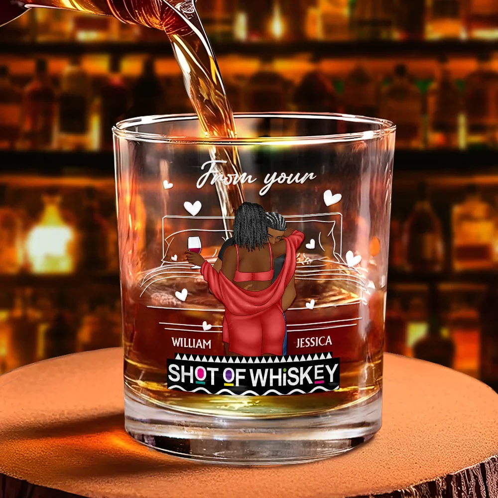 I Love You For Who You Are Afro Couples - Personalized Whiskey Glass - Image 4