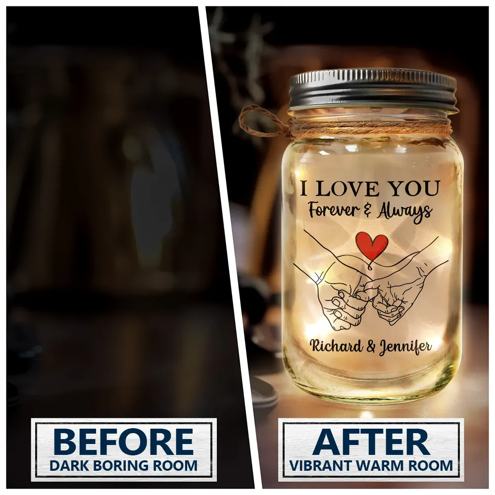 I Love You Forever & Always - Personalized Mason Jar Light - Image 4